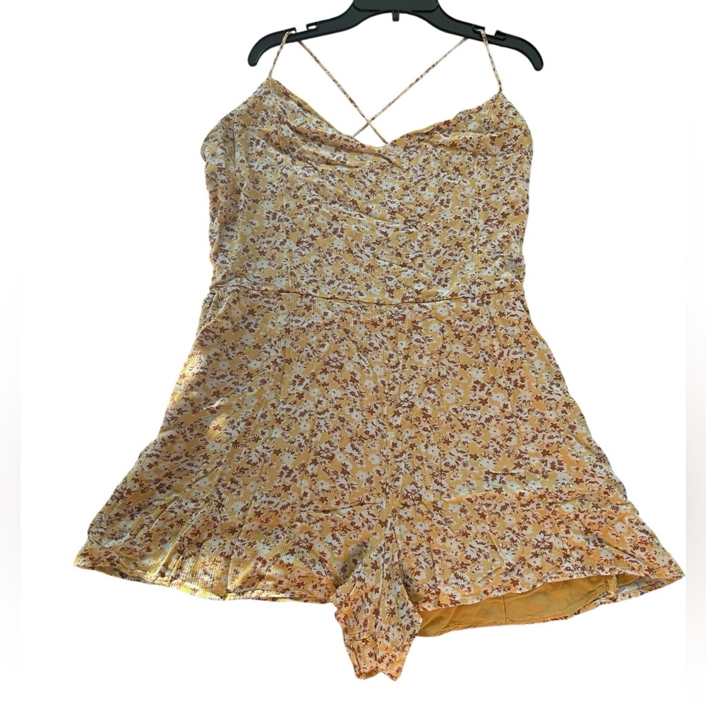 ABERCROMBIE & FITCH Bow Back Yellow Floral Romper  shorts Size: XL